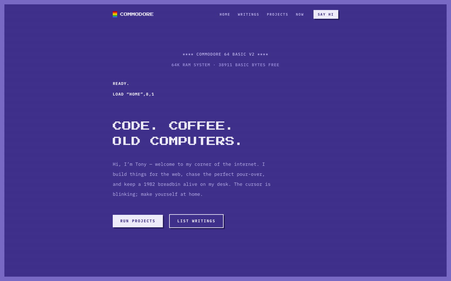 Commodore template — live preview